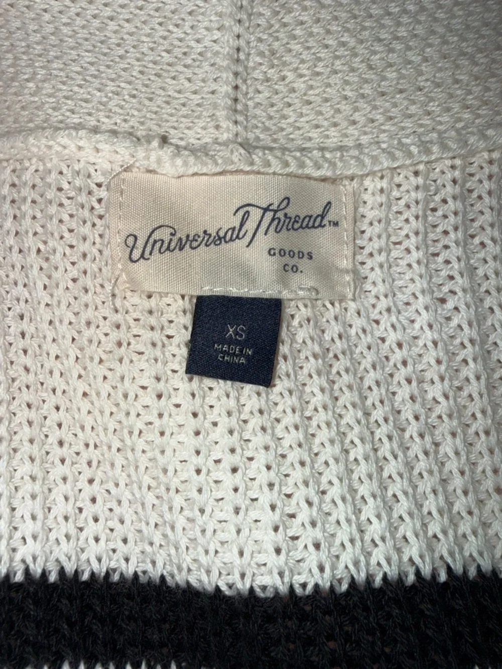 NWOT Striped Open Front Cardigan Knit Sweater XS Universal Thread Black White - Picture 3 of 10